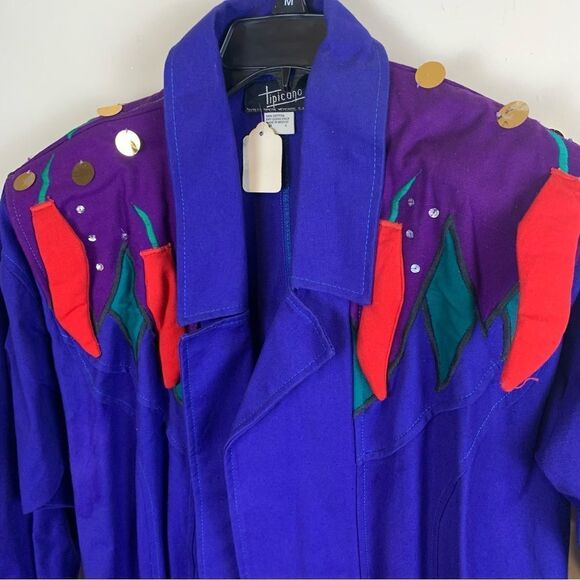 VTG 80’s Trench Art To Wear Coat Chili peppers - Picture 3 of 15